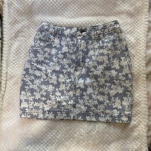 BDG Striped Floral Denim Skirt